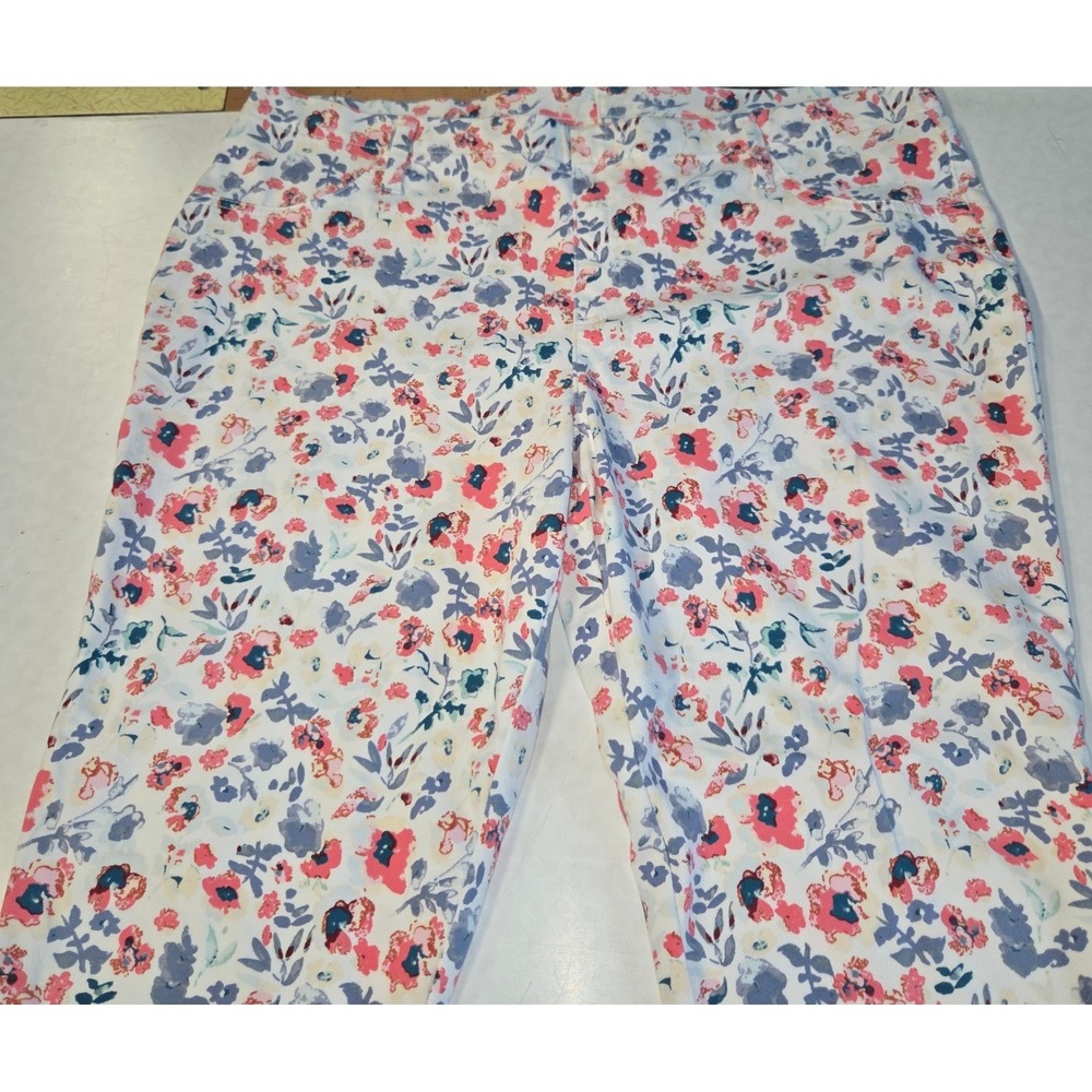 Faded Glory Floral High Rise Skinny Jeans White Pink Blue Plus Size 18W VGC - Picture 2 of 10